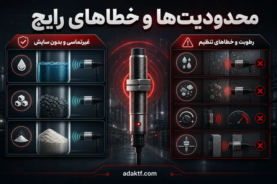 محدودیت‌ها و خطاهای رایج — سنسور خازنی چیست و چگونه کار می‌کند؟